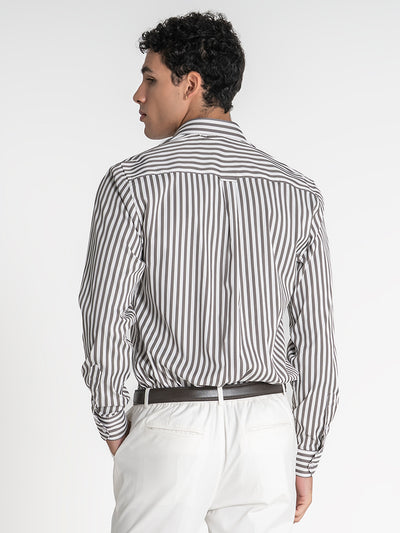 shirts / Taupe Striped Shirt