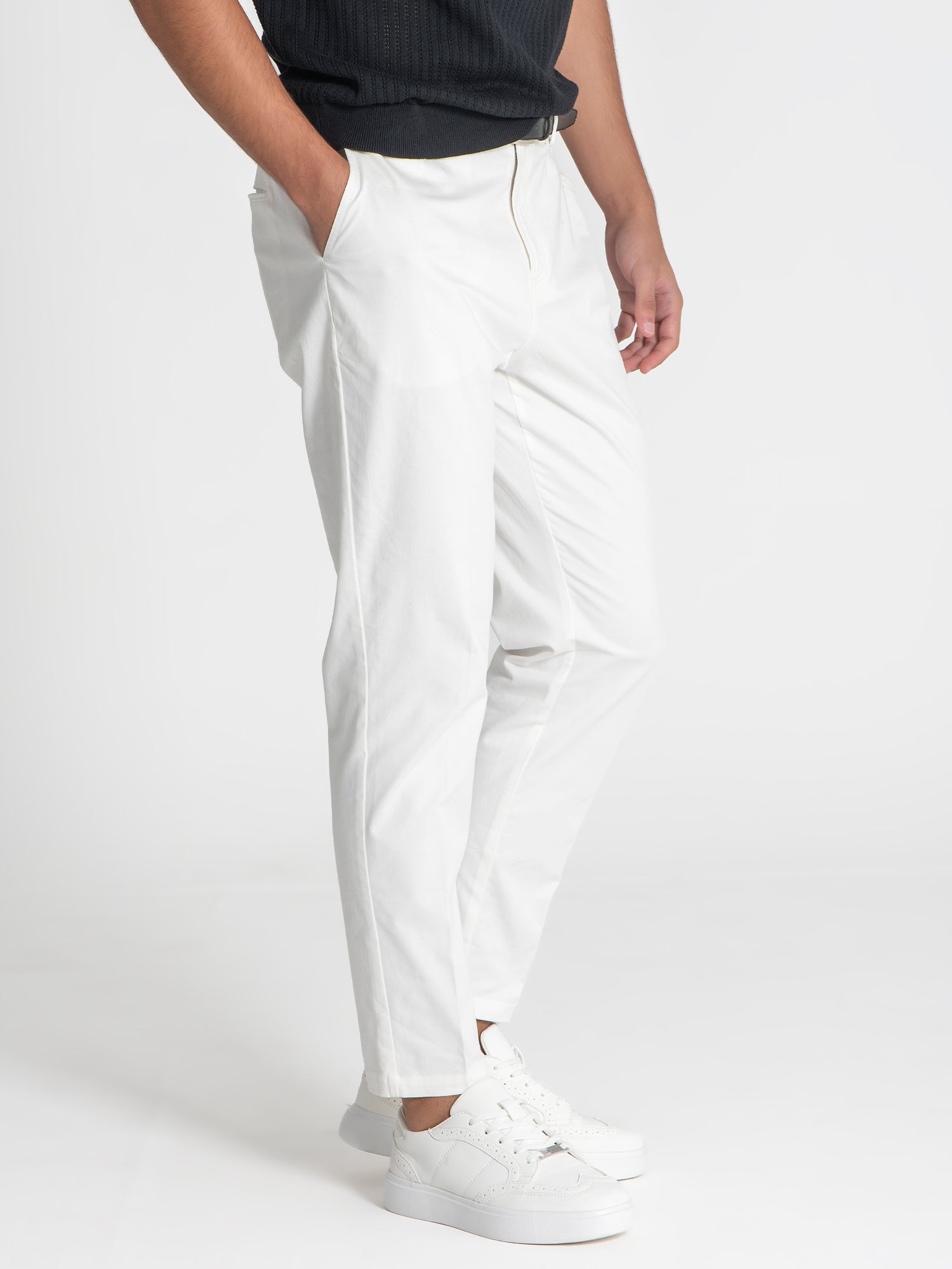 pants / White Elastic Chino Chino Pants