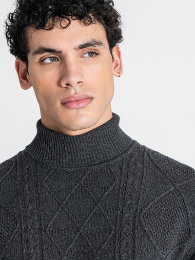sweats / Grey Cable Knit Turtleneck