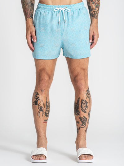 swimshorts / Light Blue Tiled Swimshorts