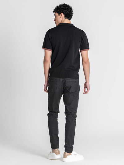 polos / Black Block Knit Polo
