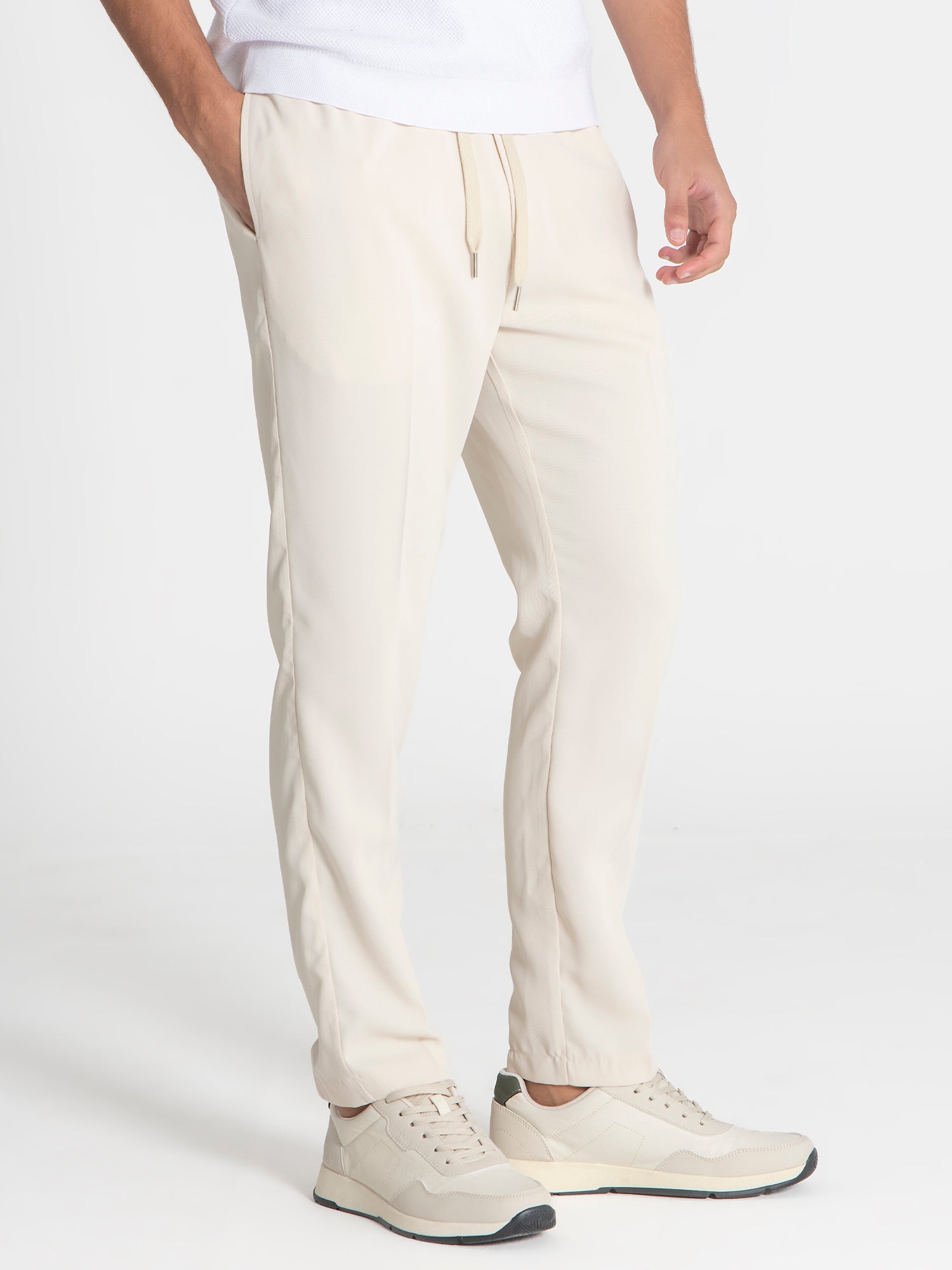 pants / Beige Drawstring Pants