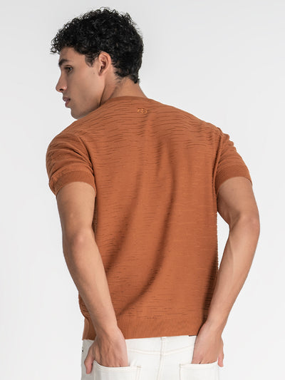 t-shirts / Orange Uneven Knit Tee