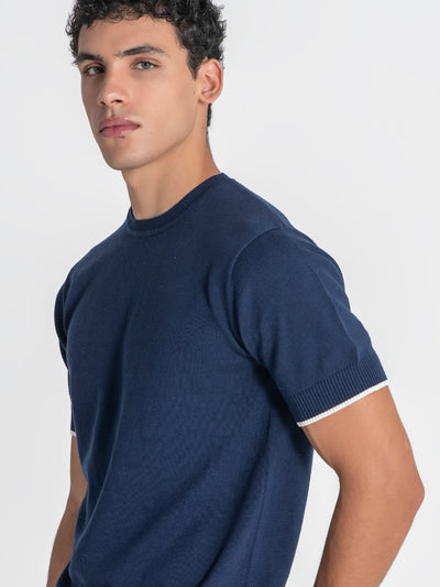 t-shirts / Blue Edge Knit Tee