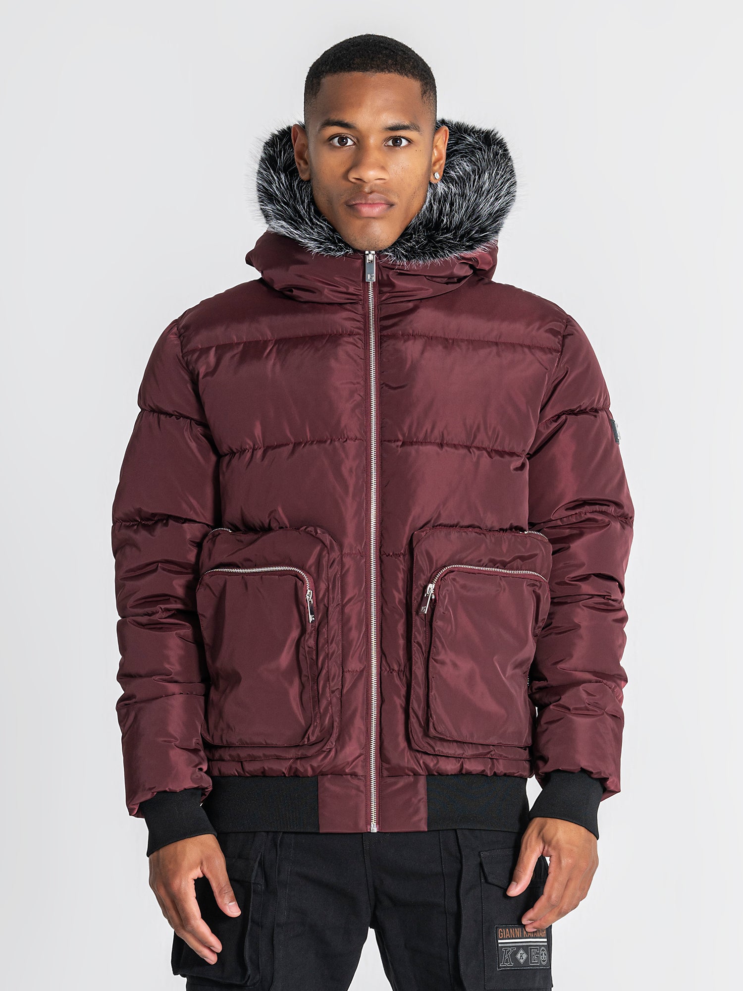 Burgundy Utility Puffer Jacket