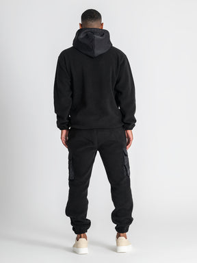 hoodies / Black Cargo Sherpa Hoodie