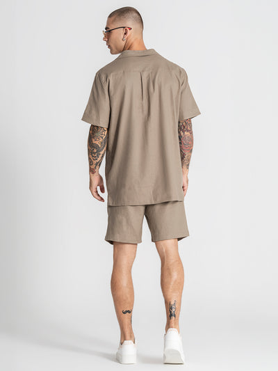 shirts / Taupe Nature Linen Shirt