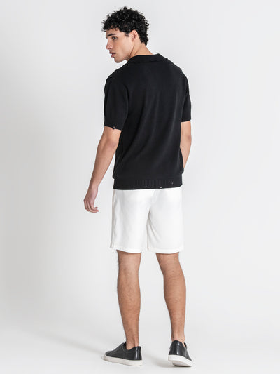 polos / Black Ripped Knit Polo