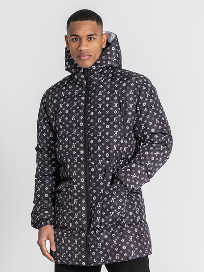 overcoats / Black Logomania Puffer Coat