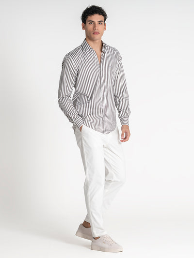 shirts / Taupe Striped Shirt