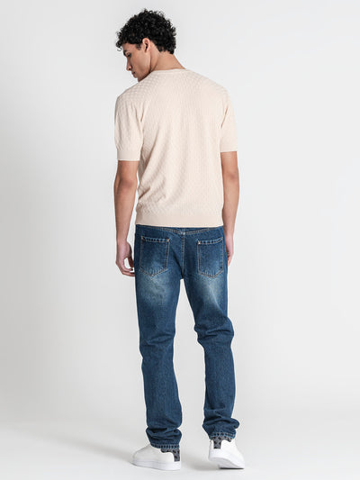 t-shirts / Beige Squared Knit Tee
