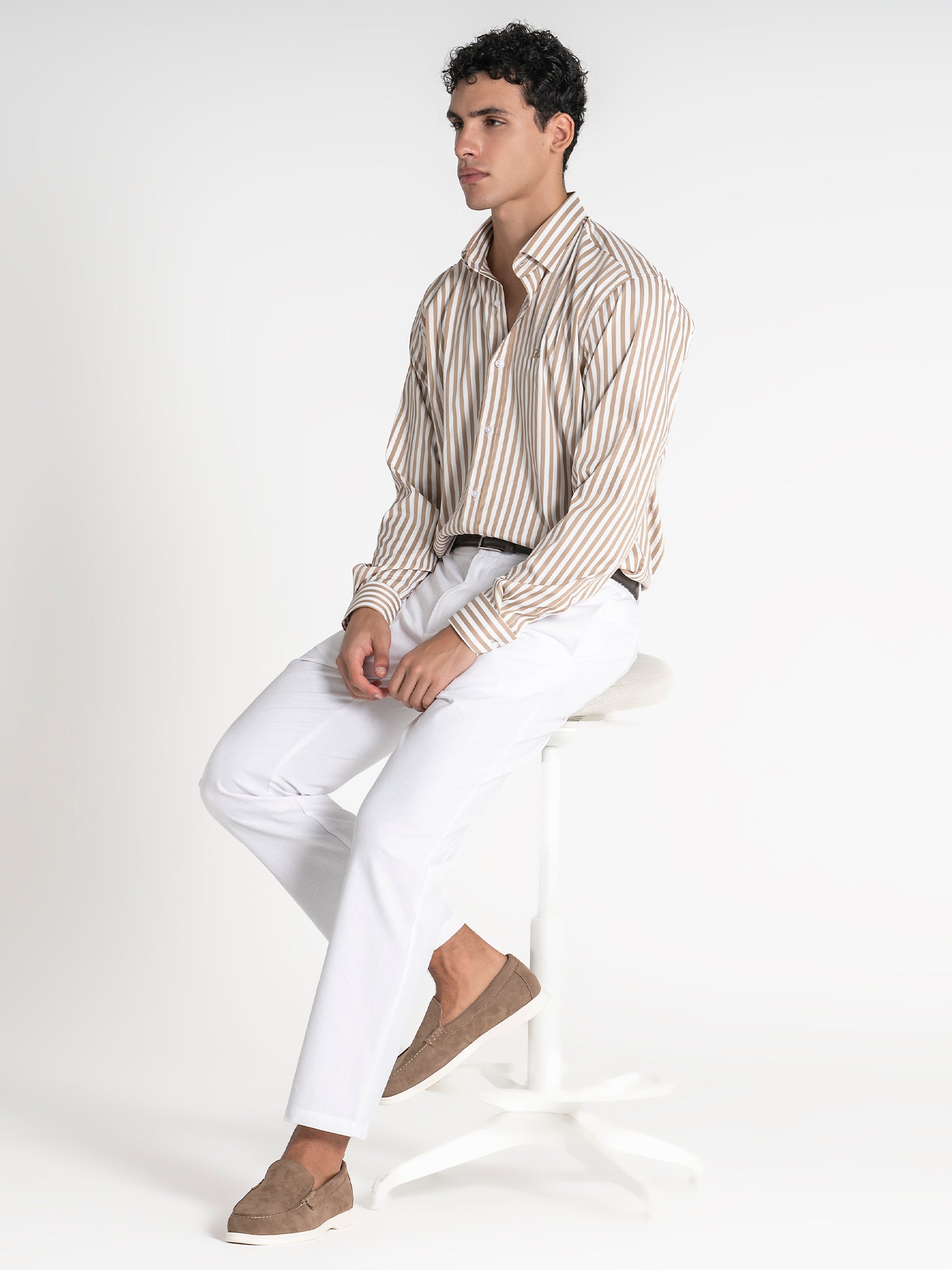 shirts / Beige Striped Shirt