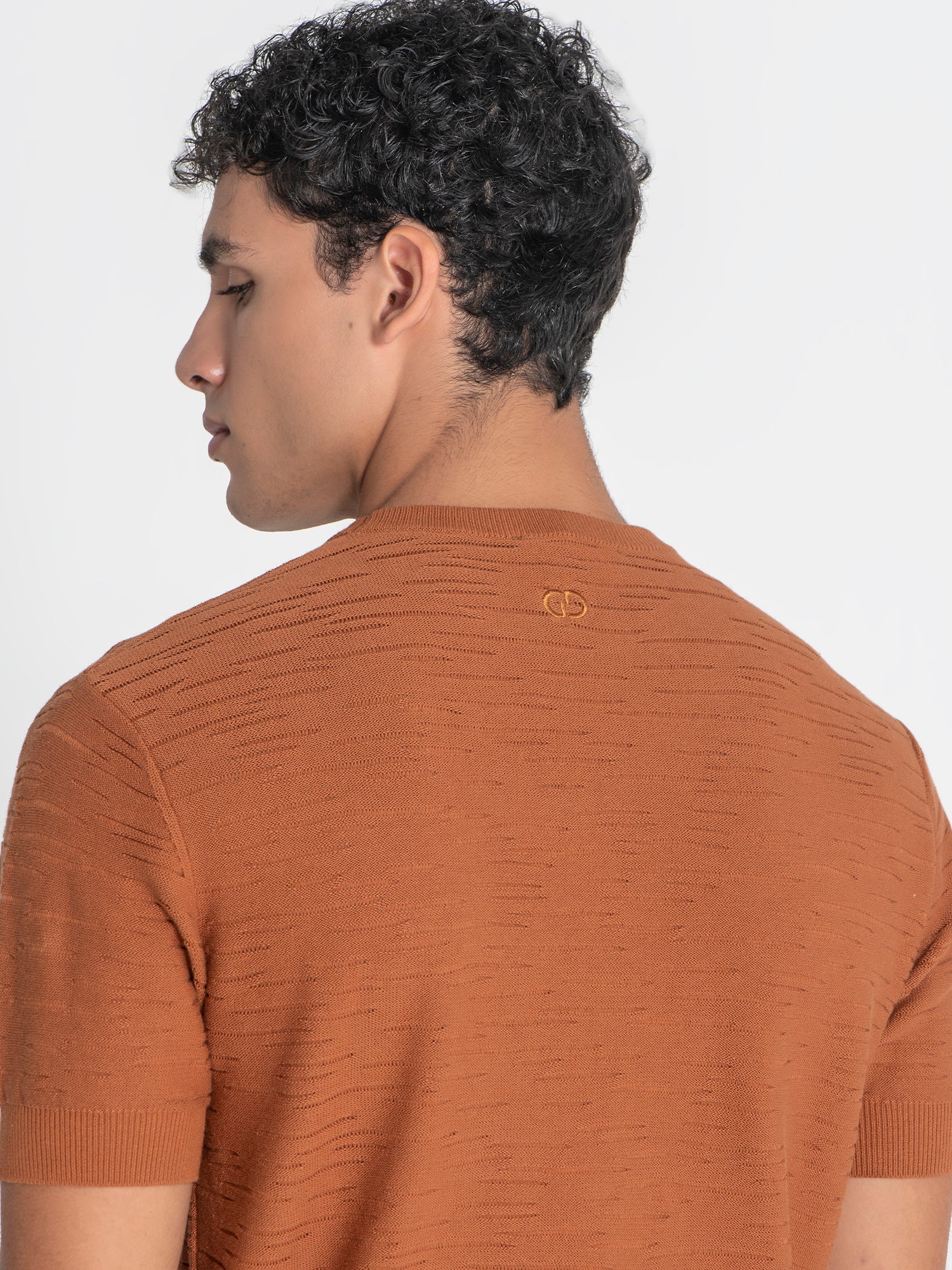 t-shirts / Orange Uneven Knit Tee