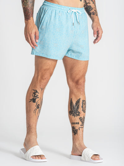 swimshorts / Light Blue Tiled Swimshorts