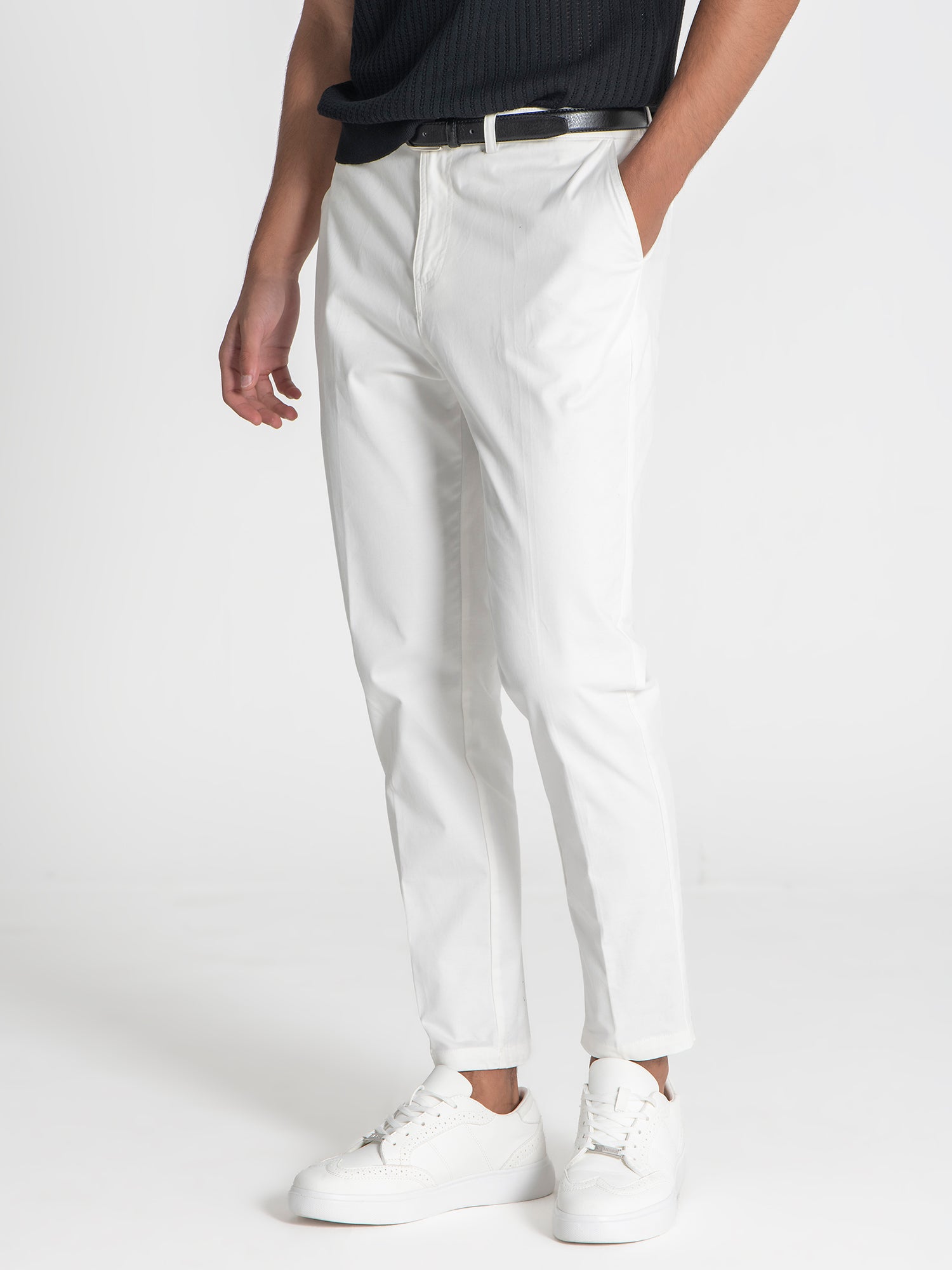 pants / White Elastic Chino Chino Pants