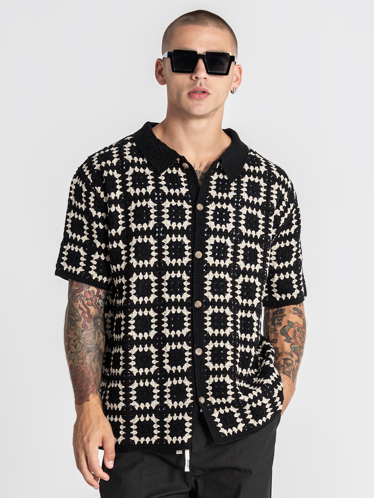 shirts / Black Nature Knit Shirt
