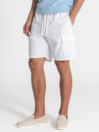 shorts / White Cargo Linen Shorts