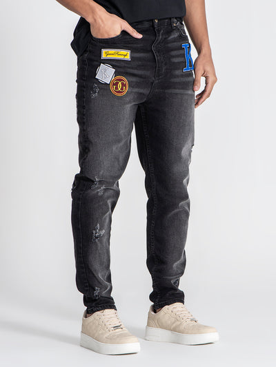jeans / Black Collage Patch Jeans