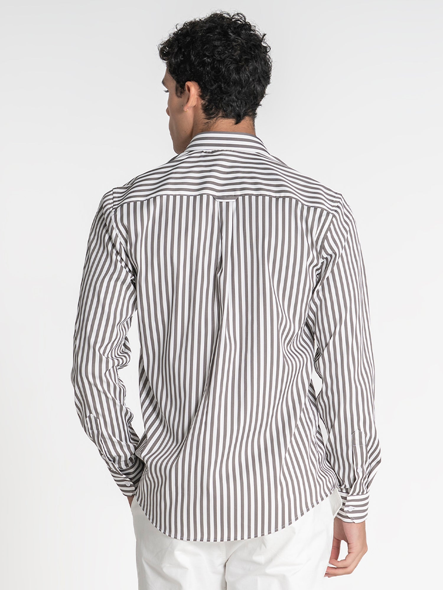 shirts / Taupe Striped Shirt