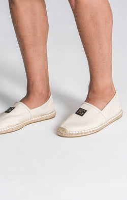 Saint Laurent Embroidered Canvas Espadrilles - Beige