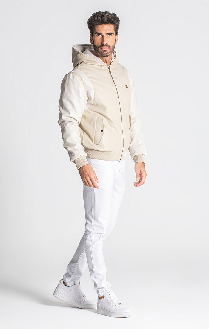 Beige Texas Hoodie Bomber