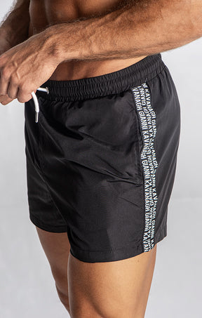 Black Multiply Tape Swimshorts