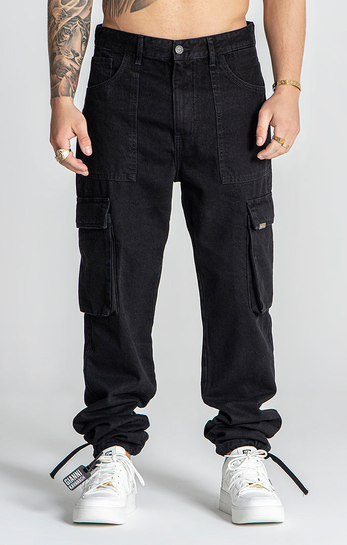 Black Hybrid Cargo Jeans