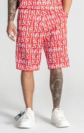 Red Message Loose Shorts