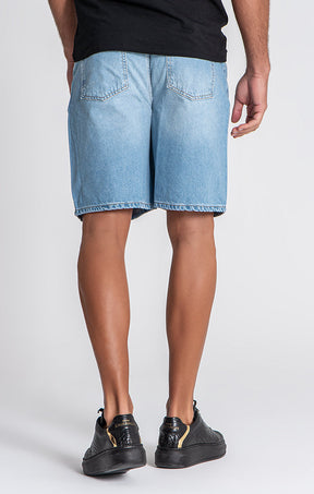 Light Blue Regular Waist Shorts