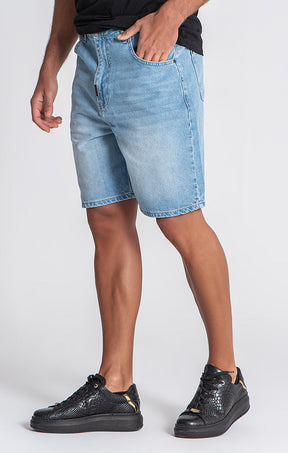 Light Blue Regular Waist Shorts