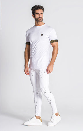 White Monogram Elastic Tee