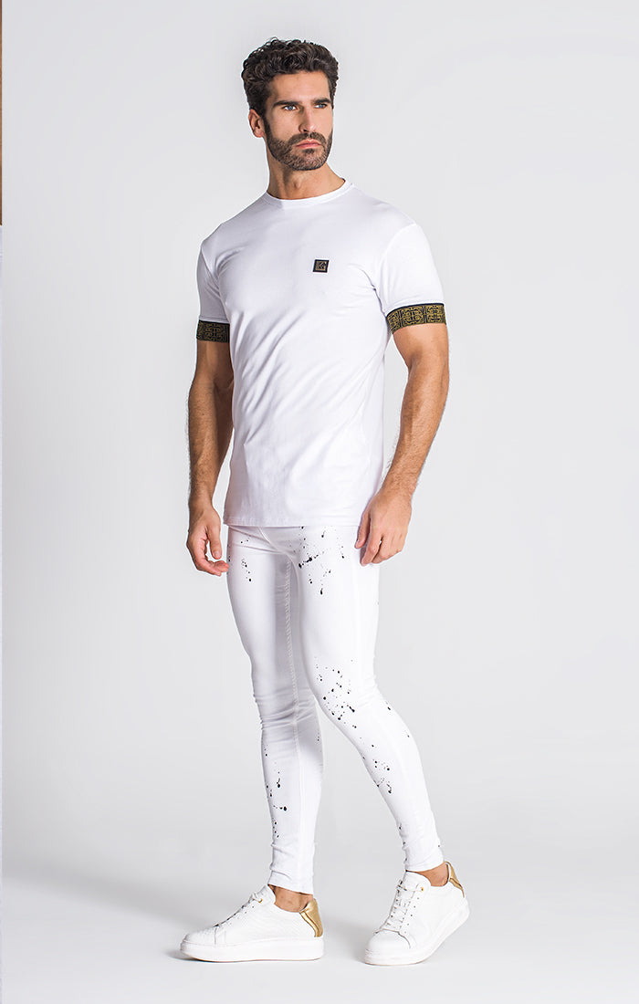 White Monogram Elastic Tee
