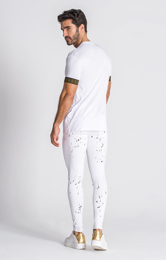 White Monogram Elastic Tee