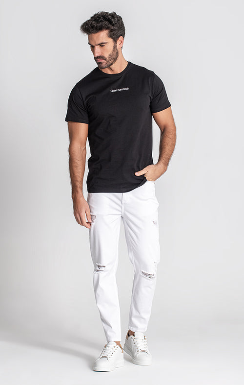 Men's White Straight Fit Ripped Jeans