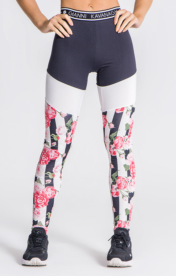 Black Pink Racer Roses Leggings