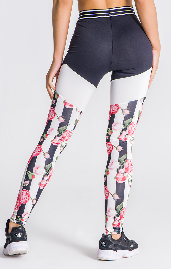 Black Pink Racer Roses Leggings