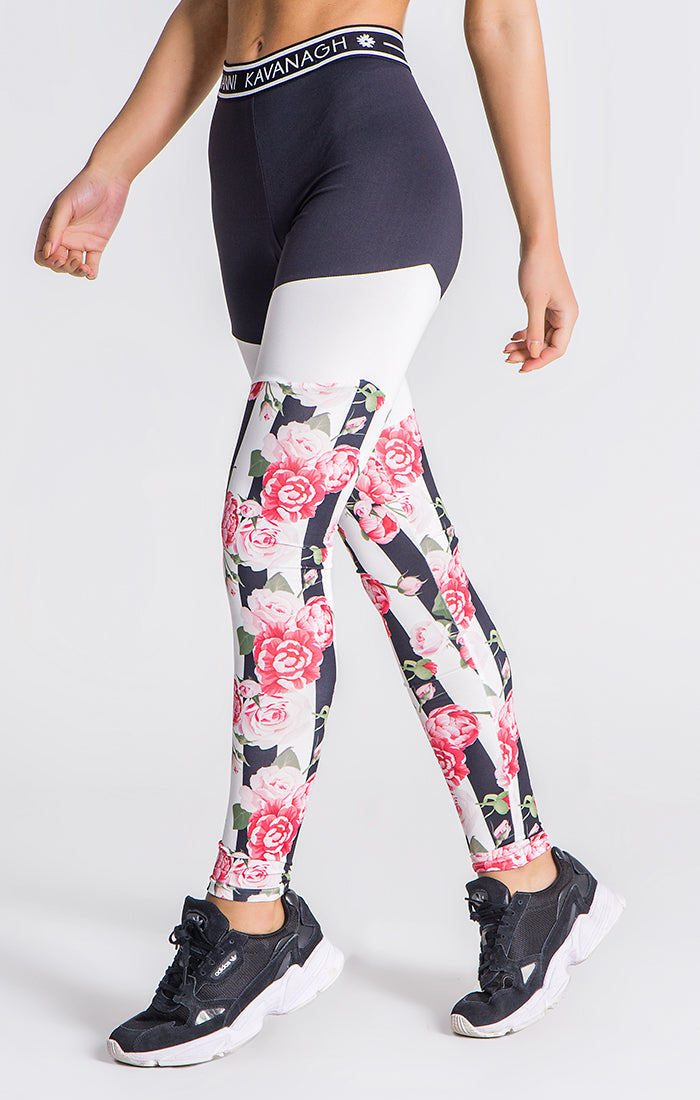 Black Pink Racer Roses Leggings