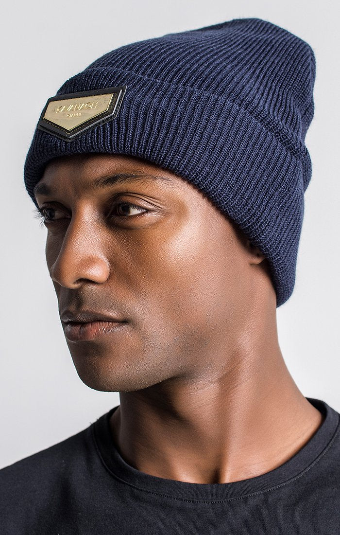 Navy Blue Beanie With Gold GK Plaque