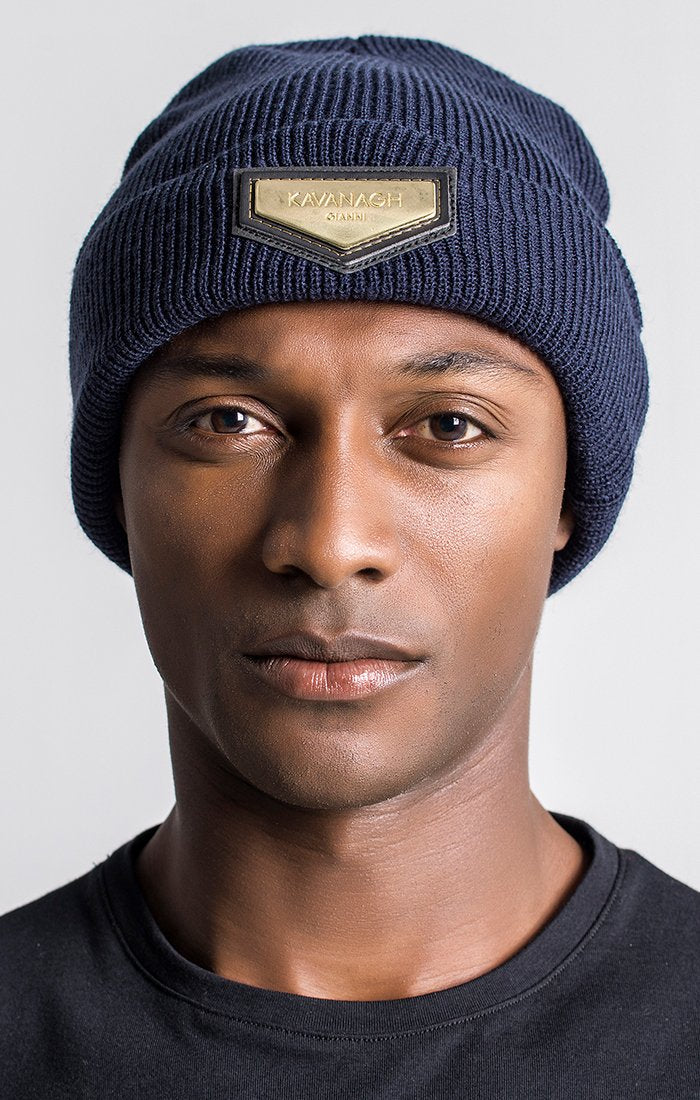 Navy Blue Beanie With Gold GK Plaque