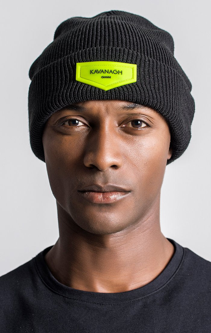 Black Beanie With Neon Green GK Plaque