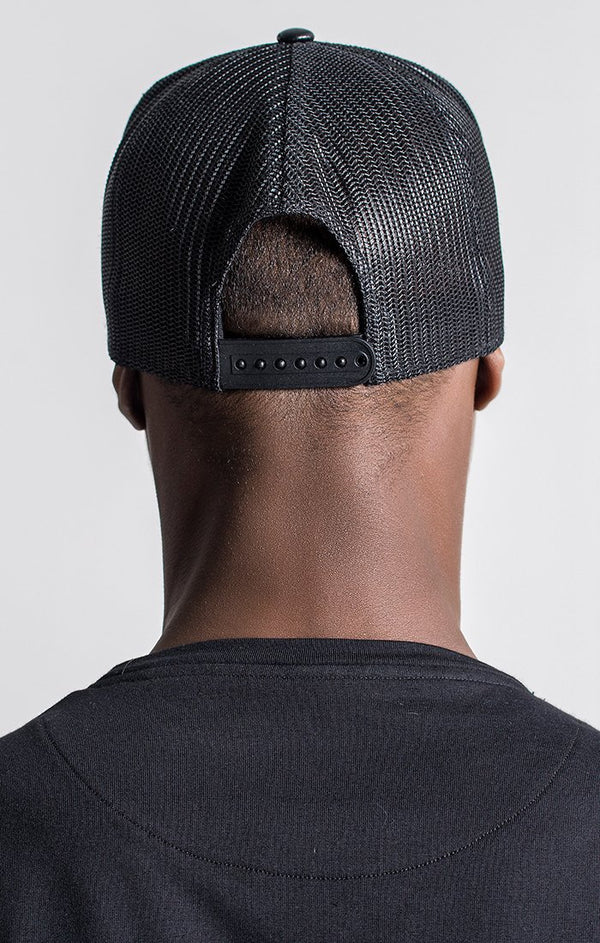 Black GK Faux Leather Quilted Cap