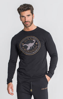 Black Carats Long Sleeve Crystals Tee