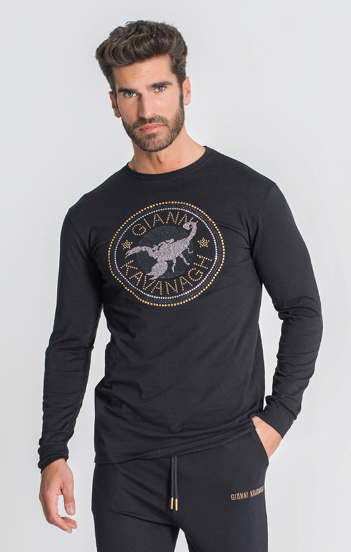 Black Carats Long Sleeve Crystals Tee