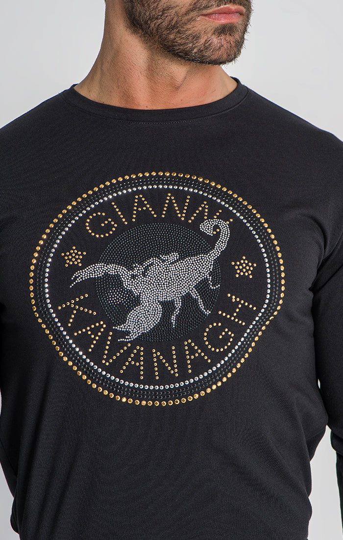 Black Carats Long Sleeve Crystals Tee