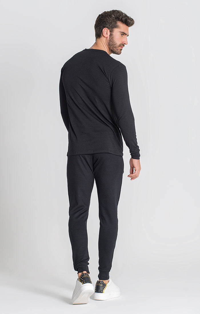 Black Carats Long Sleeve Crystals Tee