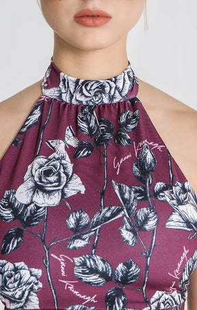 Burgundy Under Halter Neck Top