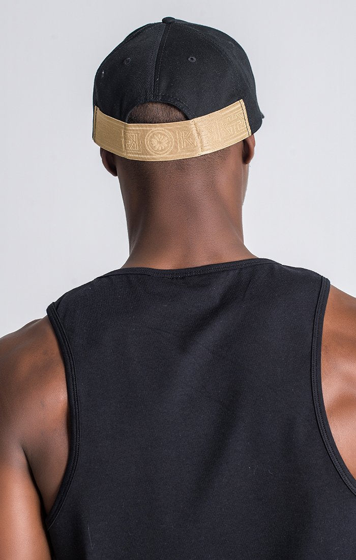 Black GK Cap With Gold Elastic