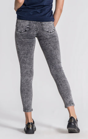 Grey Acid Wash Skinny Jeans