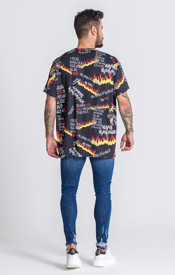 Multicolor Burning Summer Oversized Tee