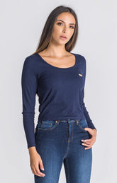 Navy Blue Core Long Sleeve Ribbed Tee